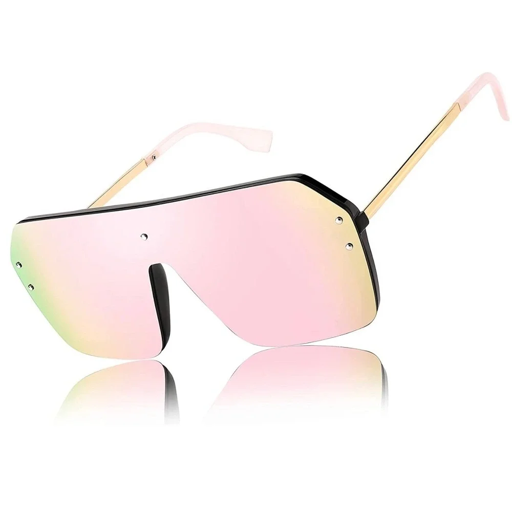 Eye Wear Sunglasses UV400‎ Protection Pink Mirror Lens Women Female Luxury Gafas